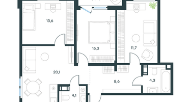 3-к. квартира, 79&nbsp;м²