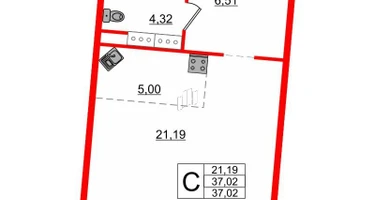 Студия, 37 м²