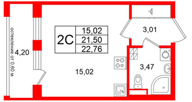 Студия, 21&nbsp;м²