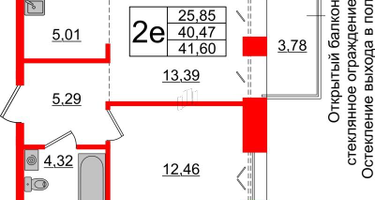 1-к. квартира, 40 м²