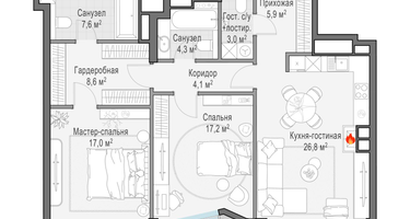 2-к. квартира, 94&nbsp;м²