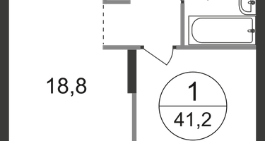 1-к. квартира, 41 м²
