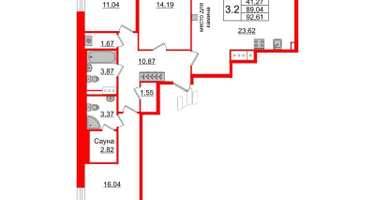 3-к. квартира, 88&nbsp;м²