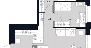 2-к. квартира, 61&nbsp;м²
