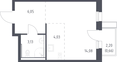 Студия, 28&nbsp;м²