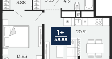 1-к. квартира, 46&nbsp;м²