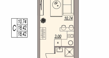 Студия, 18&nbsp;м²