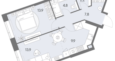 2-к. квартира, 52&nbsp;м²