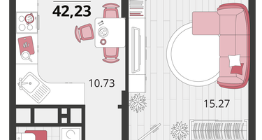 1-к. квартира, 38&nbsp;м²