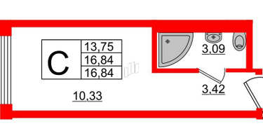 Студия, 16&nbsp;м²