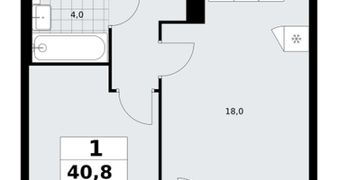 1-к. квартира, 40 м²