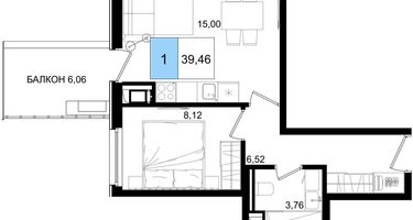 2-к. квартира, 39&nbsp;м²