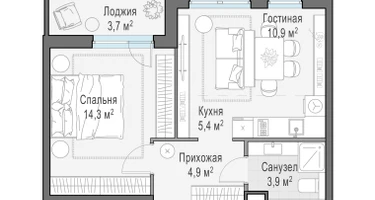 2-к. квартира, 41&nbsp;м²