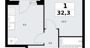 1-к. квартира, 32&nbsp;м²