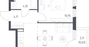 Студия, 37&nbsp;м²