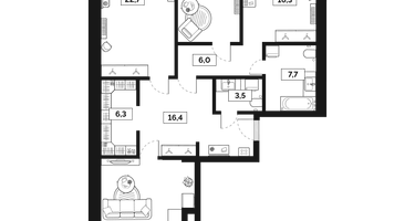 3-к. квартира, 117&nbsp;м²