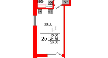 Студия, 24 м²