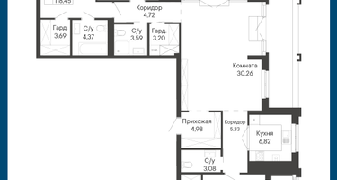 4-к. квартира, 118&nbsp;м²