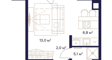 Студия, 29&nbsp;м²