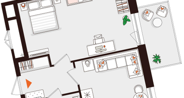 1-к. квартира, 44 м²