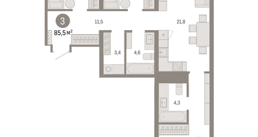 3-к. квартира, 85 м²