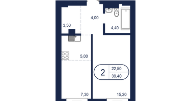 2-к. квартира, 39 м²