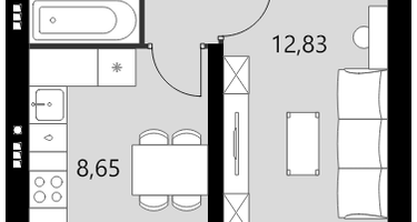 1-к. квартира, 29&nbsp;м²