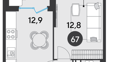 1-к. квартира, 38 м²