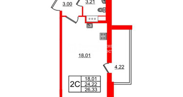 Студия, 24 м²