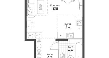 1-к. квартира, 31&nbsp;м²