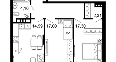 2-к. квартира, 71&nbsp;м²
