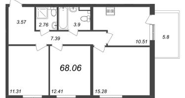 3-к. квартира, 72&nbsp;м²