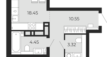 2-к. квартира, 63&nbsp;м²