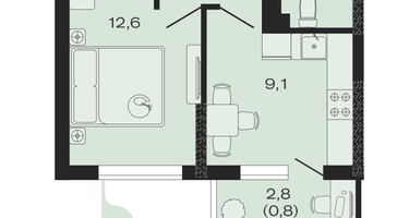 1-к. квартира, 30&nbsp;м²