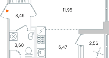 Студия , 26&nbsp;м²