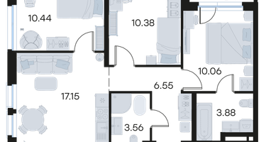 3-к. квартира, 63&nbsp;м²
