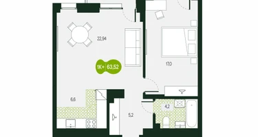 2-к. квартира, 63&nbsp;м²