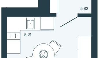 1-к. квартира, 38 м²