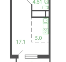 Студия, 27 м²
