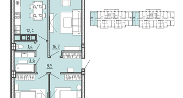 3-к. квартира, 73&nbsp;м²