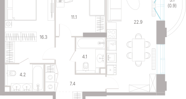 2-к. квартира, 74&nbsp;м²