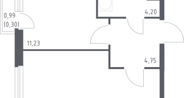 1-к. квартира, 38&nbsp;м²