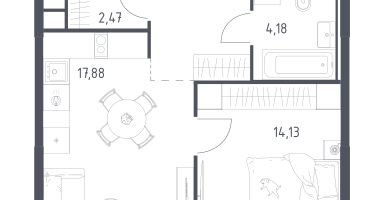 Студия, 45&nbsp;м²
