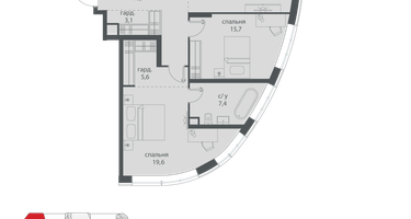 2-к. квартира, 89&nbsp;м²