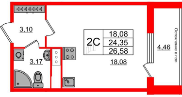Студия, 24&nbsp;м²