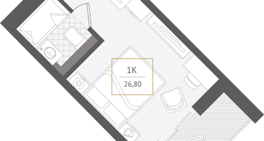 1-к. квартира, 26&nbsp;м²