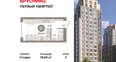 Студия, 18&nbsp;м²