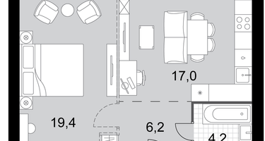2-к. квартира, 46&nbsp;м²