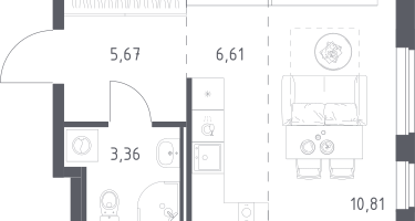 Студия, 26&nbsp;м²