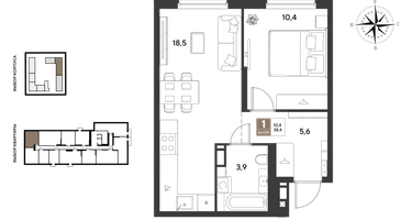 1-к. квартира, 38 м²